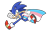 Size: 500x307 | Tagged: safe, artist:salamander-does-art, sonic the hedgehog, hedgehog, alternate version, cape, clenched fists, clenched teeth, gloves, looking at viewer, male, pride, pride cape, running, shoes, simple background, smile, socks, solo, trans boy sonic, trans male, trans pride, transgender, transparent background
