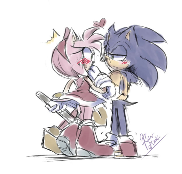 264596 - safe, artist:yu33_pm, amy rose (sonic), metal sonic