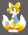 Size: 540x673 | Tagged: safe, artist:humancartoonart, miles "tails" prower, fox, alternate outfit, dress, eyelashes, female, gloves, grey background, holding something, looking offscreen, ponytails, shoes, simple background, smile, socks, solo, spanner, standing