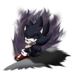 Size: 637x647 | Tagged: safe, artist:risziarts, sonic the hedgehog, hedgehog, arms folded, dark form, dark sonic, frown, gloves, glowing eyes, green eyes, looking at viewer, looking back, male, purple fur, shoes, signature, simple background, sitting, socks, solo, transparent background