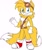 Size: 1283x1536 | Tagged: safe, artist:sparklegirl13, miles "tails" prower, fox, belt, flat colors, gloves, goggles on head, looking at viewer, male, shoes, simple background, small ears, smile, socks, solo, sonic boom (tv), standing, waving, white background