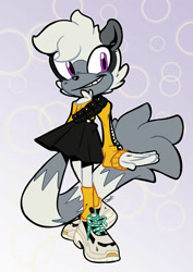 Size: 1280x1806 | Tagged: safe, artist:dariidraws, tangle the lemur, alternate outfit, clenched teeth, cute, dress, female, looking at viewer, smile, solo, standing