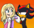 Size: 2445x2028 | Tagged: safe, artist:musicalnerd89, shadow the hedgehog, duo, helen, looking at each other, mouth open, wheelchair