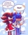 Size: 1080x1350 | Tagged: safe, artist:draw_ju, shadow the hedgehog, sonic the hedgehog, hedgehog, abstract background, amy's halterneck dress, blushing, cheek fluff, chest fluff, clenched fists, cute, dialogue, duo, eyes closed, gay, gloves, holding another's arm, looking offscreen, mouth open, nonbinary, nonbinary pride, pride cape, pride pin, shadow x sonic, shadowbetes, shipping, sonabetes, speech bubble, standing, trans boy sonic, trans male, trans pride, transgender, v sign