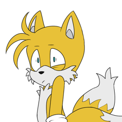 Size: 360x360 | Tagged: safe, artist:nannelflannel, miles "tails" prower, fox, :/, eye twitch, gloves, looking ahead, male, reaction image, shrunken pupils, simple background, solo, standing, transparent background