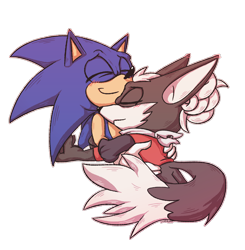 Size: 2000x2044 | Tagged: safe, artist:silverkato, infinite the jackal, sonic the hedgehog, hedgehog, jackal, 2018, blushing, blushing ears, cute, duo, eyes closed, gay, hugging, infinibetes, male, males only, outline, shipping, simple background, smile, sonabetes, sonfinite, standing, transparent background