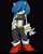 Size: 1280x1600 | Tagged: safe, artist:nomad-j, sonic the hedgehog, hedgehog, 2018, belly button, black background, crop top, female, gender swap, gloves, hair over one eye, hand on hip, lidded eyes, looking offscreen, midriff, mole (marking), necklace, pants, ring, shoes, simple background, smile, socks, solo, standing, style emulation, uekawa style