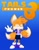 Size: 1175x1500 | Tagged: dead source, safe, artist:twintailedgal, miles "tails" prower, fox, character name, clenched teeth, english text, eyes closed, female, gradient background, hand on hip, shirt, shoes, smile, socks, solo, standing, teenager, trans female, trans girl tails, transgender, v sign