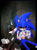 Size: 1024x1366 | Tagged: semi-grimdark, artist:latisky, sonic the hedgehog, oc, oc:sonic.exe, oc:tails.exe, fox, hedgehog, 2015, abstract background, black sclera, blood, border, duo, gloves, heart hands, implied murder, lidded eyes, looking at each other, male, males only, mid-air, mouth open, red eyes, smile, socks, tree