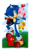 Size: 900x1500 | Tagged: safe, artist:midowko, sonic the hedgehog, chao, amy chao, character chao, flying, grass, group, heart, holding them, knuckles chao, looking at them, shadow chao, smile, spinning tails, standing on them, tails chao