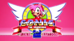 Size: 1280x720 | Tagged: source needed, safe, amy rose, hedgehog, sonic the hedgehog 2, 16-bit, gloves, looking at viewer, modern amy, rom hack, solo, sonic the hedgehog 2: pink edition (rom hack), title screen, waving, wink