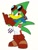 Size: 768x1024 | Tagged: safe, artist:cerberustheterrible, speedy, bird, bandana, bodysuit, boots, gloves, goggles, looking at viewer, male, simple background, smile, solo, standing, tails adventure, white background
