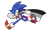 Size: 500x307 | Tagged: safe, artist:salamander-does-art, sonic the hedgehog, hedgehog, alternate version, asexual pride, clenched fists, clenched teeth, gloves, looking at viewer, male, pride cape, running, shoes, simple background, socks, solo, transparent background