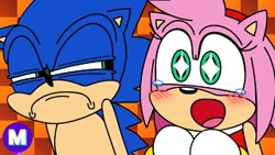 Size: 320x180 | Tagged: safe, artist:mashed, amy rose, sonic the hedgehog, hedgehog, duo, there's something about amy, youtube thumbnail
