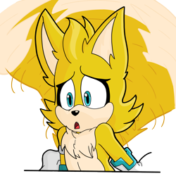 Size: 3402x3402 | Tagged: safe, artist:justsomeidiotonline, skye prower, fox, chest fluff, ear fluff, flying, gloves, icon, looking offscreen, male, mouth open, simple background, solo, spinning tails, transparent background, worried