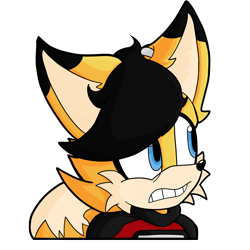 Size: 3264x3263 | Tagged: safe, artist:justsomeidiotonline, miles (anti-mobius), fox, clenched teeth, colored ears, hair over one eye, icon, looking offscreen, male, simple background, solo, transparent background, worried