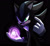 Size: 1024x938 | Tagged: safe, artist:ora-allagis, mephiles the dark, hedgehog, black background, chest fluff, energy ball, gloves, green eyes, looking at viewer, male, no mouth, pointing, signature, simple background, solo, standing