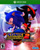 Size: 1517x1912 | Tagged: safe, artist:mateus2014, shadow the hedgehog, sonic the hedgehog, hedgehog, sonic adventure 2, 3d, abstract background, box art, clenched teeth, duo, frown, gloves, looking at viewer, male, males only, remake, remastered, sega logo, shoes, smile, xbox one