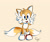 Size: 1024x854 | Tagged: safe, artist:darkniu, miles "tails" prower, fox, child, cream background, cute, double v sign, gloves, looking at viewer, male, mouth open, redraw, shadow the hedgehog (video game), shoes, signature, simple background, smile, socks, solo, standing, tailabetes