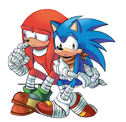 Size: 3479x3354 | Tagged: safe, artist:proboom, knuckles the echidna, sonic the hedgehog, echidna, hedgehog, blushing, clenched teeth, duo, gay, gloves, knuxonic, looking away, male, males only, shipping, shoes, simple background, sitting, socks, sonic boom (tv), speedpaint in description, transparent background