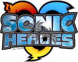 Size: 2934x2340 | Tagged: safe, artist:bluestreak62391, sonic heroes, english text, logo, no characters, outline, palm tree, remake, simple background, transparent background