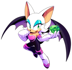 Size: 1024x988 | Tagged: safe, artist:drawloverlala, rouge the bat, bat, chaos emerald, female, simple background, solo, transparent background