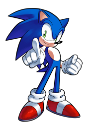 Size: 1700x2200 | Tagged: safe, artist:drawloverlala, sonic the hedgehog, hedgehog, male, pointing, simple background, smile, solo, transparent background