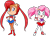 Size: 2650x1920 | Tagged: safe, artist:drawloverlala, amy rose, sally acorn, chipmunk, hedgehog, alternate outfit, amybetes, chibi rose, chibiusa, cosplay, cute, duo, female, females only, sailor moon, sallabetes, sally moon, simple background, transparent background