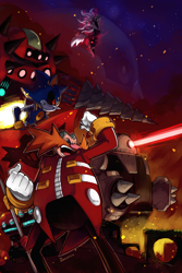 Size: 2000x3000 | Tagged: safe, artist:drawloverlala, cubot, infinite the jackal, metal sonic, orbot, robotnik, human, jackal, sonic forces, group, male, males only, robot