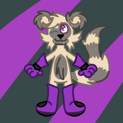 Size: 1280x1280 | Tagged: safe, artist:bluedeerfox14, oc, hybrid, abstract background, fangs, fankid, gloves, no source, one eye closed, parent:tangle, parent:whisper, parents:whispangle, shoes, solo