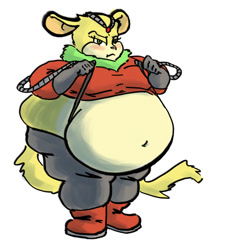 Size: 841x929 | Tagged: safe, artist:maxtheberzerker, thunderbolt the chinchilla, fullbody, obese, solo, white background