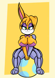 Size: 1280x1798 | Tagged: suggestive, artist:someth1ngoranother, busty bunnie, looking at viewer, solo
