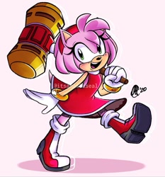 Size: 640x688 | Tagged: safe, artist:antych, amy rose, piko piko hammer, solo