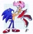 Size: 640x669 | Tagged: safe, artist:antych, amy rose, sonic the hedgehog, amy x sonic, amy's halterneck dress, crying, duo, lifting them, shipping, signature, straight, watermark