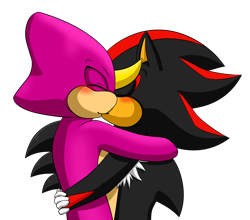 Size: 1300x1143 | Tagged: safe, artist:fire-for-battle, espio the chameleon, shadow the hedgehog, hedgehog, 2017, blushing, chameleon, chest fluff, duo, eyes closed, gay, hugging, kiss, male, males only, shadpio, shipping, simple background, transparent background