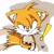 Size: 1280x1280 | Tagged: safe, artist:notnicknot, miles "tails" prower, fox, abstract background, angry, arms folded, exclamation mark, looking at viewer, male, messy fur, signature, solo