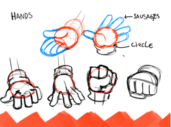 Size: 1280x951 | Tagged: safe, artist:drawloverlala, clenched fist, drawing tutorial, english text, gloves, hand, hand on ground, no characters, simple background, sketch, tutorial, white background