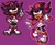 Size: 500x412 | Tagged: safe, artist:n1tw1t-sk3tch3s, shadow the hedgehog, hedgehog, clenched fist, dress, duality, female, frown, outline, pointing, purple background, simple background, solo, standing, trans female, trans girl shadow, transgender