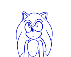 Size: 1000x800 | Tagged: safe, artist:ask-3-hedgies, sonic the hedgehog, hedgehog, frown, looking up, male, monochrome, simple background, solo, standing, white background