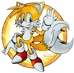 Size: 4944x4856 | Tagged: safe, artist:dreadlead, miles "tails" prower, fox, 2020, looking at viewer, male, modern tails, mouth open, semi-transparent background, solo, v sign