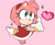 Size: 2700x2196 | Tagged: safe, artist:mimiipyon, amy rose, hedgehog, crystal, female, heart, looking at something, mouth open, pink background, simple background, solo, star (symbol)