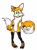 Size: 3000x4105 | Tagged: safe, artist:evoheaven, miles "tails" prower, fox, adult, aged up, eyelashes, female, gender swap, gloves, hand on hip, looking at viewer, mouth open, older, shoes, simple background, smile, socks, solo, standing, transparent background, uekawa style