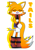 Size: 2480x3509 | Tagged: safe, artist:evoheaven, miles "tails" prower, fox, 2022, adult, aged up, boots, character name, crop top, english text, eyelashes, eyes closed, female, front view, gender swap, gloves, hand on own arm, holding something, mouth open, older, shorts, simple background, socks, solo, standing, white background