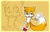 Size: 1500x974 | Tagged: safe, artist:purpleemerald19, miles "tails" prower, fox, 2018, abstract background, cute, ear fluff, echo background, gloves, looking at viewer, male, mouth open, open smile, outline, posing, shoes, socks, solo, tailabetes, v sign, white outline