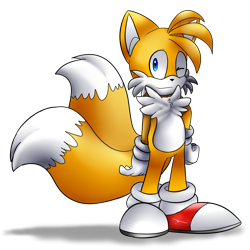 Size: 1637x1637 | Tagged: safe, artist:raygirl12, miles "tails" prower, fox, 2013, clenched fists, gloves, looking at viewer, male, shoes, simple background, smile, socks, solo, standing, transparent background, wink