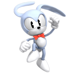 Size: 2500x2500 | Tagged: safe, artist:nibroc-rock, feels the rabbit, rabbit, 2016, 3d, bowtie, clenched fists, gloves, looking at viewer, male, mid-air, prototype, shoes, solo