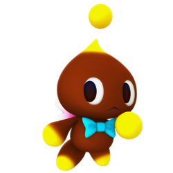 Size: 1900x1900 | Tagged: safe, artist:nibroc-rock, chocola (chao), chao, 2017, 3d, bowtie, flying, frown, genderless, looking offscreen, mid-air, neutral chao, simple background, solo, transparent background