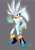 Size: 2039x2894 | Tagged: safe, artist:kokotsu, silver the hedgehog, hedgehog, 2019, boots, frown, gloves, glowing, grey background, looking offscreen, male, movie style, neck fluff, signature, simple background, solo, standing, yellow eyes