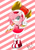 Size: 6071x8598 | Tagged: safe, artist:kokotsu, amy rose, hedgehog, 2017, abstract background, amy's halterneck dress, boots, clothes, dress, eyelashes, female, gloves, hammer, holding something, looking at viewer, modern amy, piko piko hammer, pointing, pout, signature, solo, striped background