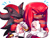Size: 1024x768 | Tagged: safe, artist:dreamfulblue, knuckles the echidna, shadow the hedgehog, echidna, hedgehog, 2019, blushing, clenched teeth, duo, embarrassed, frown, gay, gloves, hand on hip, knuxadow, lidded eyes, looking offscreen, male, males only, shipping, shirt, signature, simple background, standing, white background